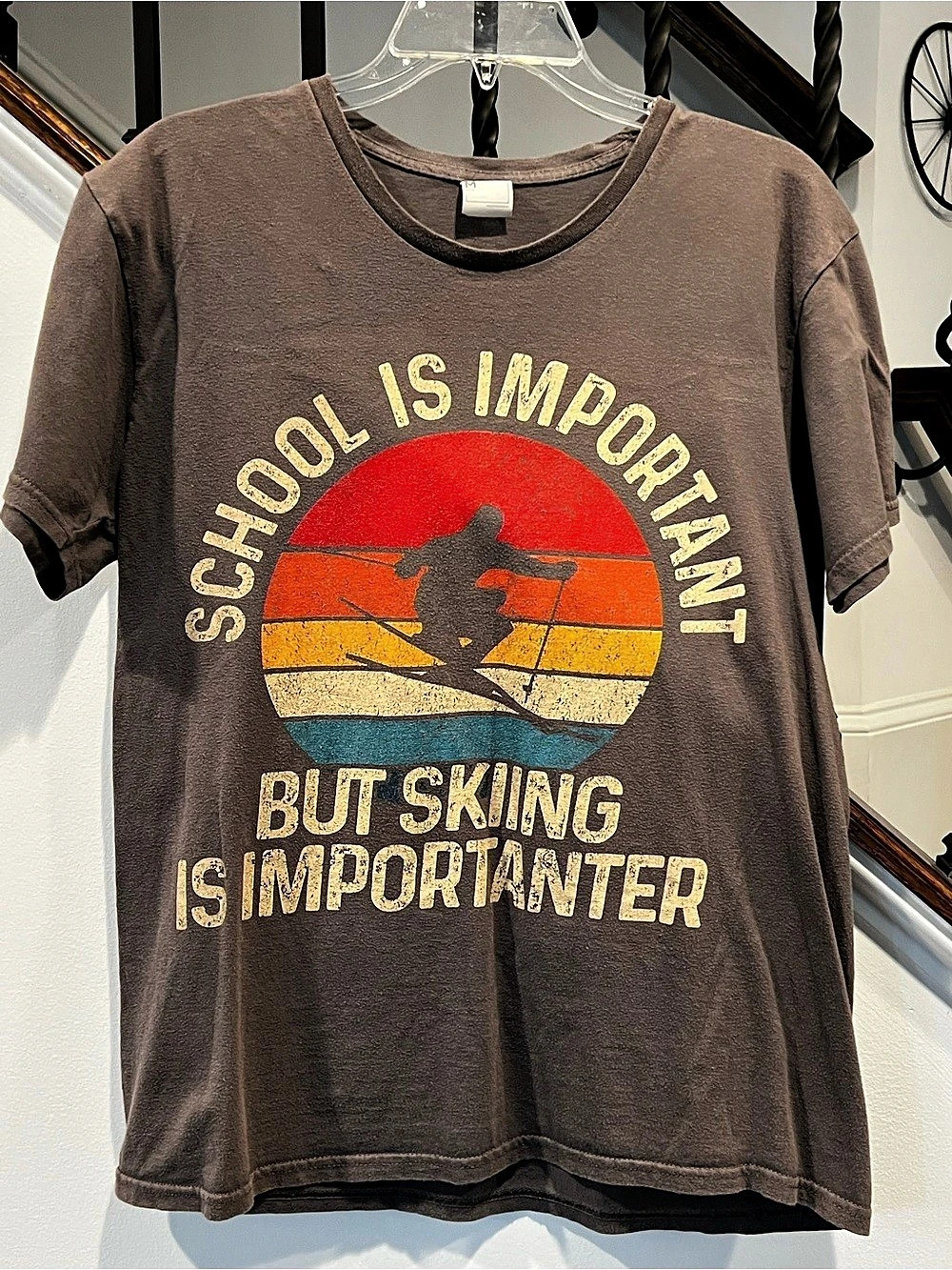 MCM Distressed Graphic Ski Tee in grey Size Medium